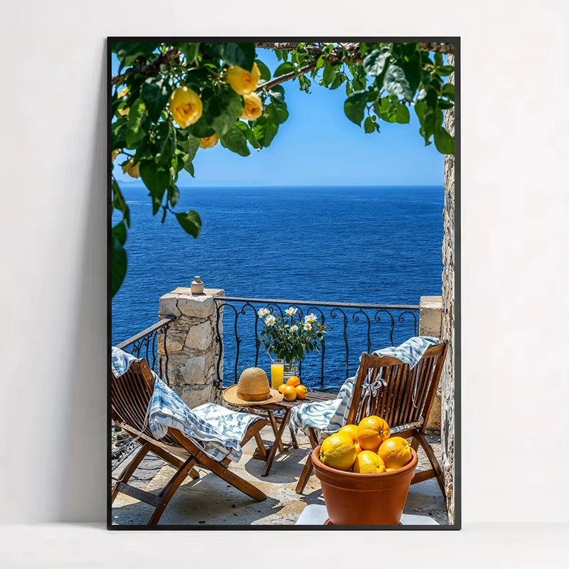 Photography Landscape - Italian Lemon Tree Boat Amalfi Seascape