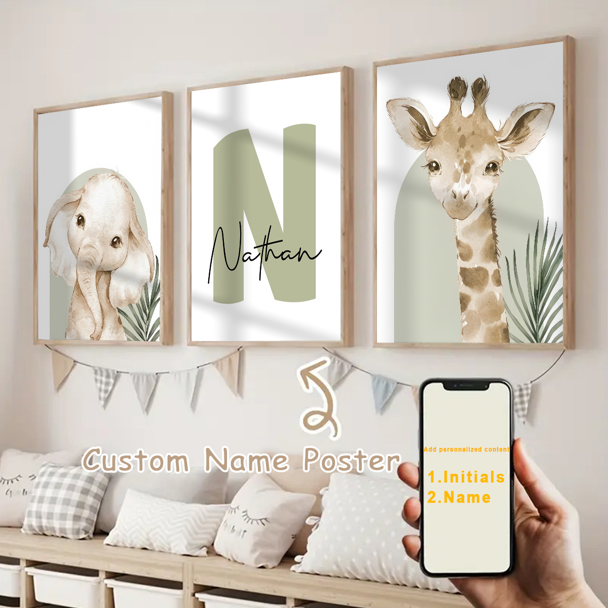 Photography Course - 3pcs/set Customized Personalized Name Safari Canvas