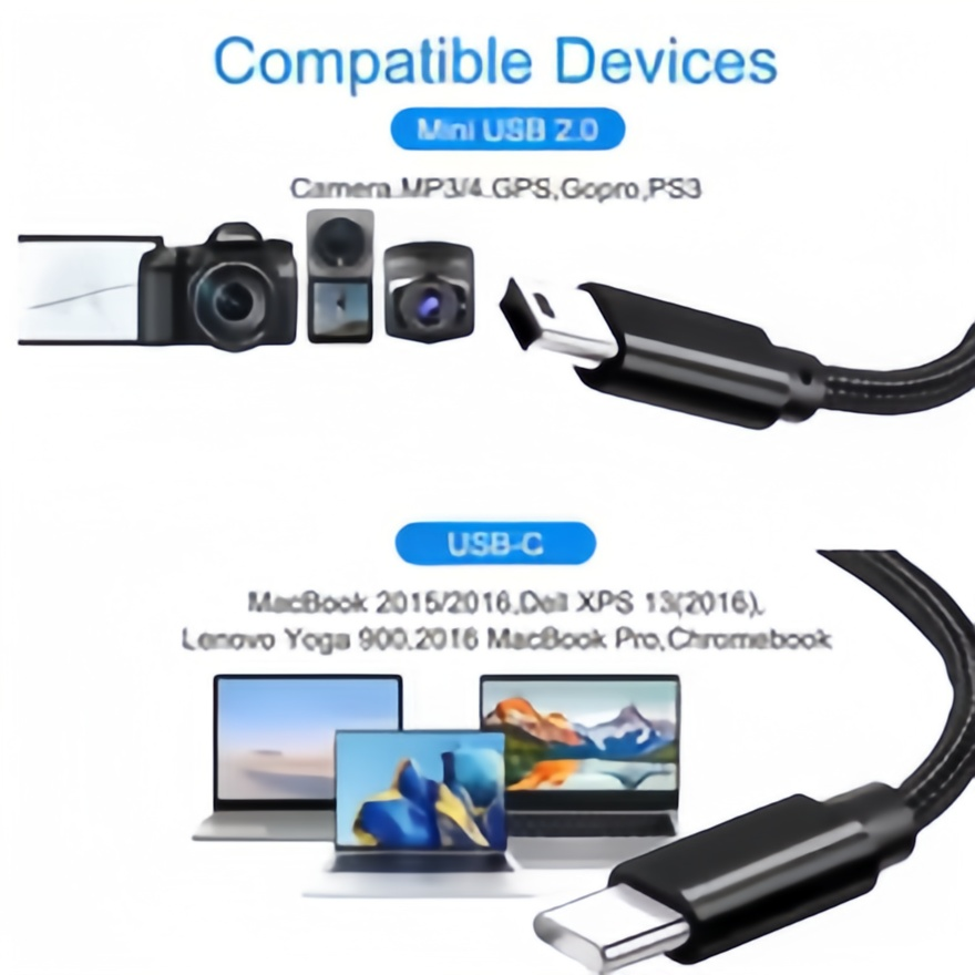 Short USB C to Mini USB Cable- - Photograph Mp3 avis et prix